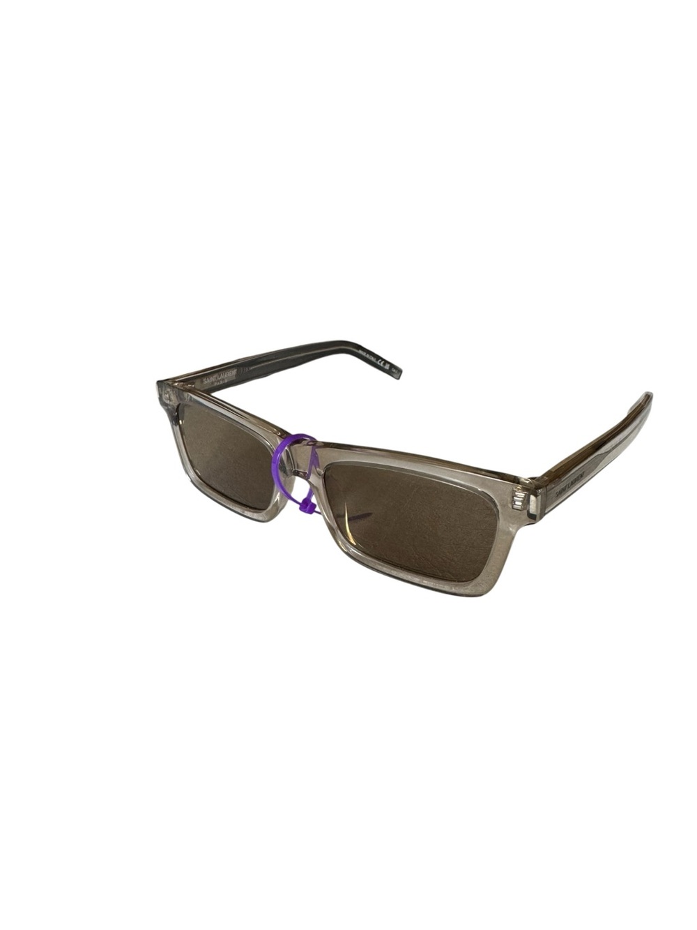Saint Laurent Translucent Beige Square Sunglasses with Brown Lenses - Picture 2 of 4
